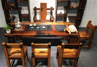 红色H形茶桌(带棋盘)K93
