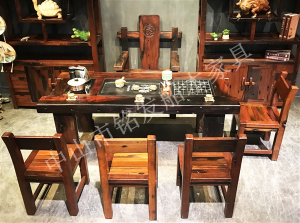 H形茶桌(红色带棋盘)K86